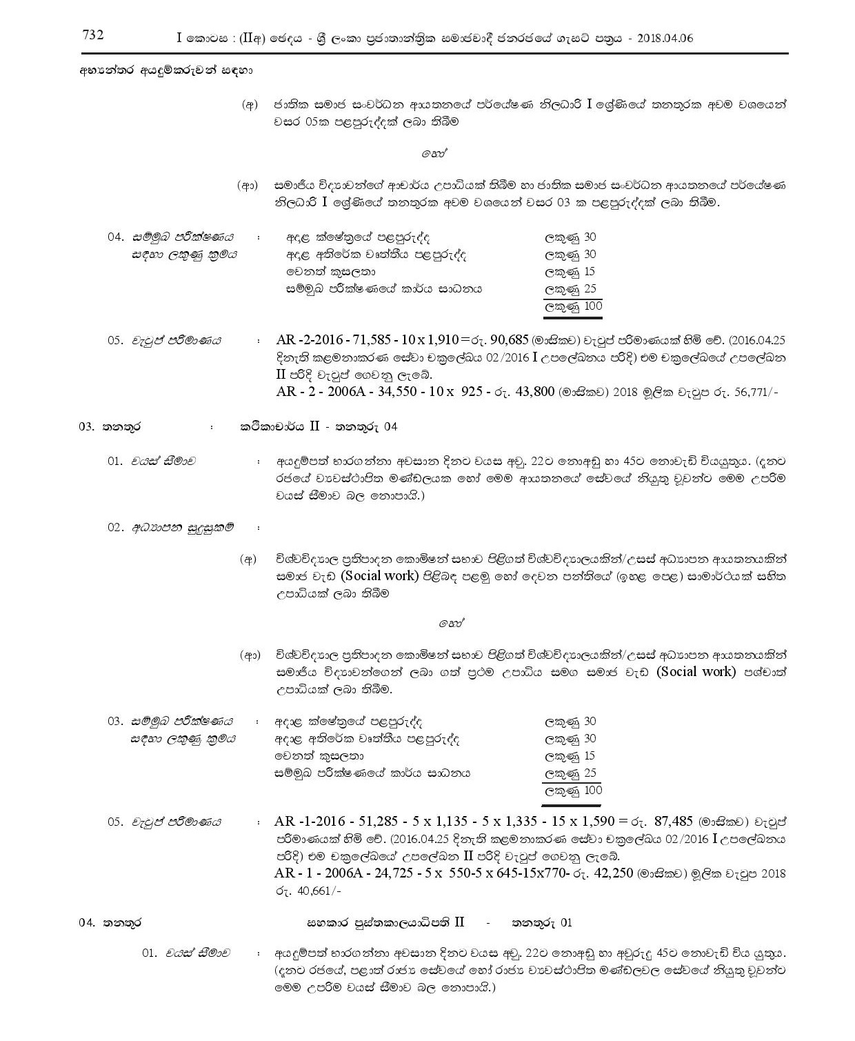 Senior Training Officer, Senior Research Officer, Lecturer, Assistant Librarian, English Instructor, Translator (Sinhala/English) - National Institute of Social Development